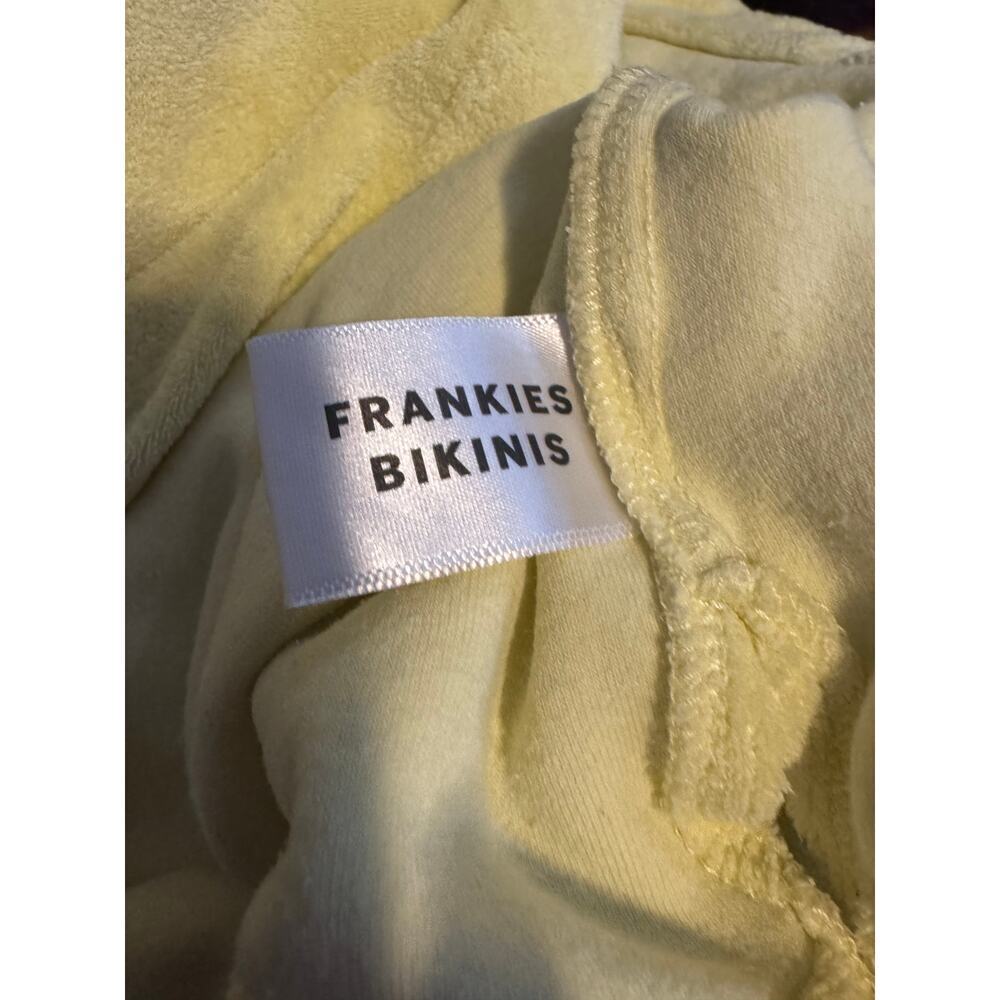 Frankies Bikinis Terry Cloth Button Front Camp Shirt Yellow Resort Beach Size M — image 5 of 6